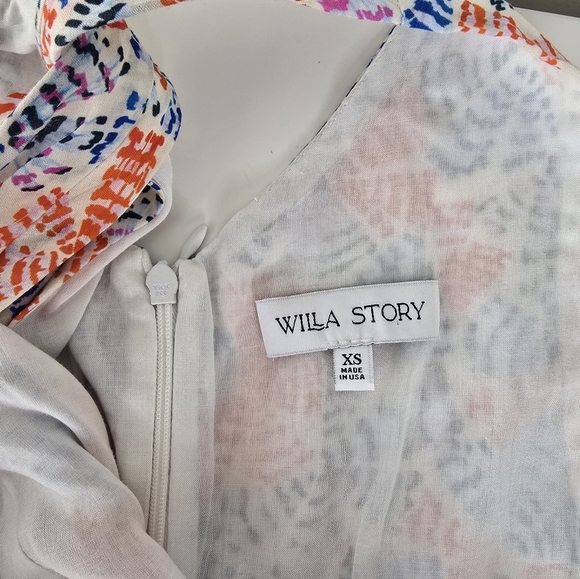 Willa Story Mia Ruffled Tiered Asymmetrical Halter Midi Sundress XS Euro Summer - Picture 13 of 14